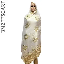 Мусульманский женский шарф с вышивкой с Стразы, приятный бежевый шарф для Для женщин, большой шарф для шали wrpas, Африканский шарф