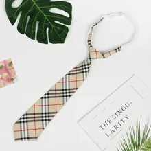 Предварительно завязанный студенческий галстук с молнией для мужчин женщин мальчиков девочек Регулируемый тонкий мужской галстук клетчатый красный черный галстук