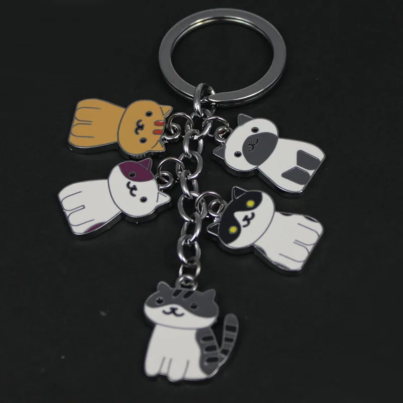 AliExpress милые Meow Meng игрушка на кольцо для ключей Neko Atsume пары брелок-котенок