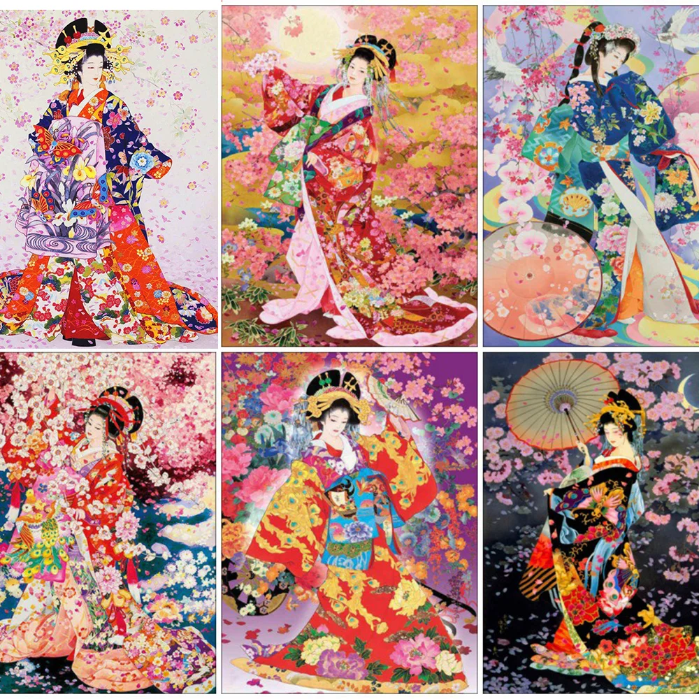 HUACAN-Full-Square-Round-Drill-5D-Diamond-Painting-Geisha-Japan-Embroidery-Mosaic-Portrait-Cross-Stitch-Home