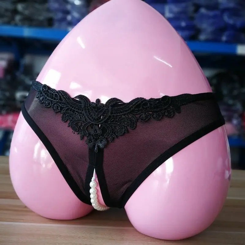 Female Underwear Women's Pants Sexy Pearl G-String Women Embroidered Mesh Yarn Underwear T Pants Lace Seamless Thongs lingerie