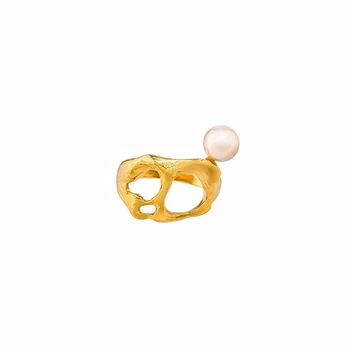 

Irregular hollow pearl index finger ring female tide cold wind French vintage temperament ring