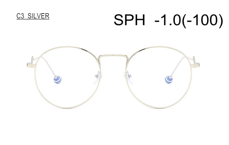 SUMONDY очки по рецепту для близорукости диоптрий 0-0,5-1-1,5-2-6,0 Женская круглая оправа из сплава близорукие очки UF74 - Цвет оправы: C3 (-1.0)