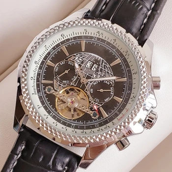 

Breitli luxury brand automatic mechanical watch, all hands work, multifunctional mechanical watch leather strap AAA 764