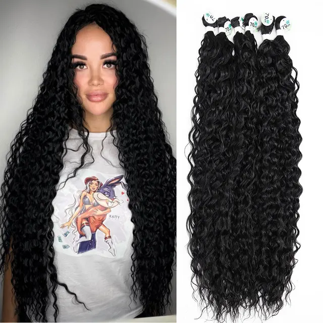 Kinky Curly Hair Bundles Synthetic Hair Extensions Blonde Two Tone Color Hair Weave Bundles Thick 300g For Women Free Shipping Black