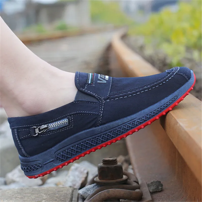 

2019 Men's Outdoor Non-slip Lightweight Sneakers Breathable Flat Casual Shoes Comfortable Canvas Denim Shoes Increase Size 38-46