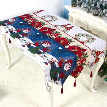 

Christmas Table Runner Xmas Tablecloth Reusable Good Looking Neat Appearance Decoration Home Textiles Party Ornaments