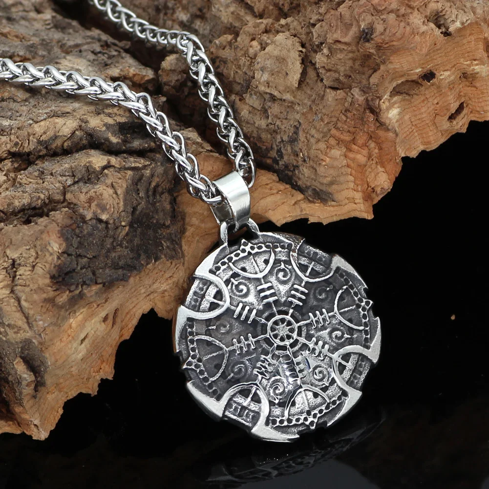 Скандинавский Викинг Амулет из нержавеющей стали Vegvisir ожерелье подвеска с