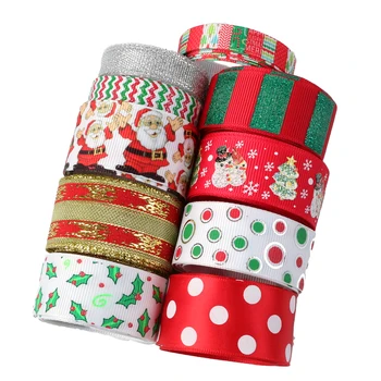 

David accessories 1y/roll 10roll/set Grosgrain Ribbon Merry Christmas Ribbon Set DIY Bow Materials Party Decoration Gift,1Yc8507