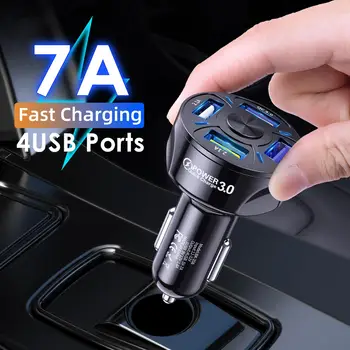 

Portable 4 USB Ports Mini QC3.0 Fast Charging Car Charger Adapter for Phone Car Electronics Cables, Adapters