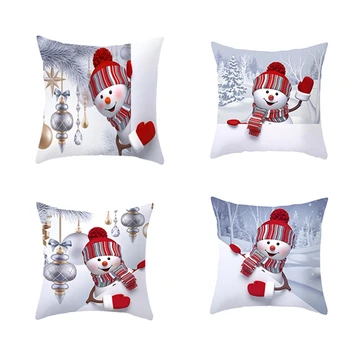 

Christmas Snowman Pillow Case Cushion Cover Home Decoration Covers Festive Home Decoration Pillow Cushion Cover 18X18 Inch