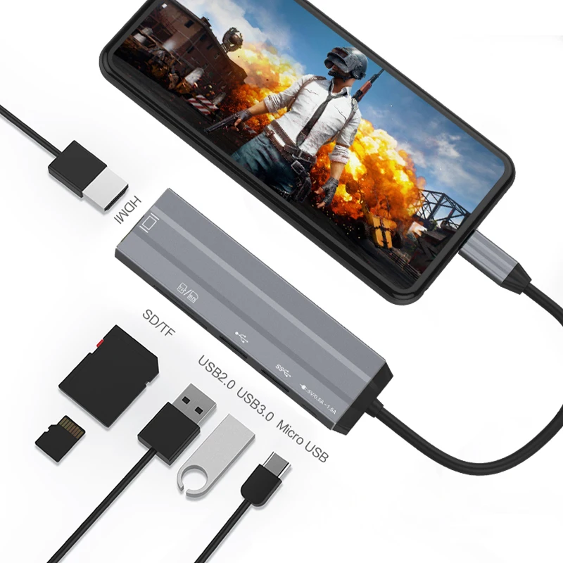 VLAMPO USB3 0 Expansion Dock Convert Type C to HDMI HUB Adapter for SD TF Card 4