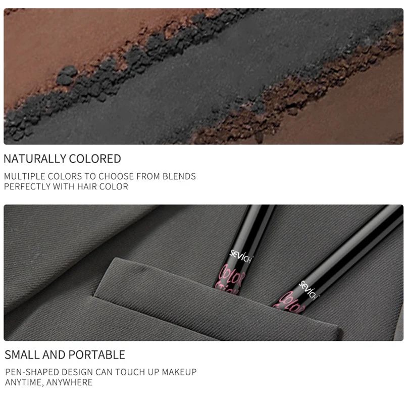 Sevich Hair Root Cover-Up Pen 3 Colors Hairline Contour Powder Waterproof Hair Shadow Powder With Puff For Edge Control Makeup