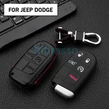 Leather Remote Car Key Fob Cover Case Shell For Jeep Grand Cherokee Renegade For Dodge Charger Challenger Dart Journey Chrysler