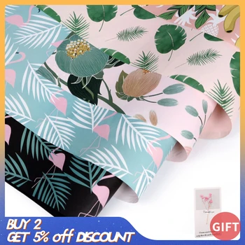 

10pcs Flamingo Wrapping Paper Green Decoration DIY Craft Paper Retro Painting Package Paper Flower Wrapping Paper 50*70cm