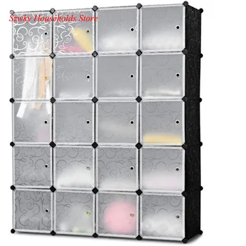 

20 Cube Organizer Stackable Plastic Cube Storage Shelves Design Multifunctional Modular Closet Cabinet with Hanging Rod