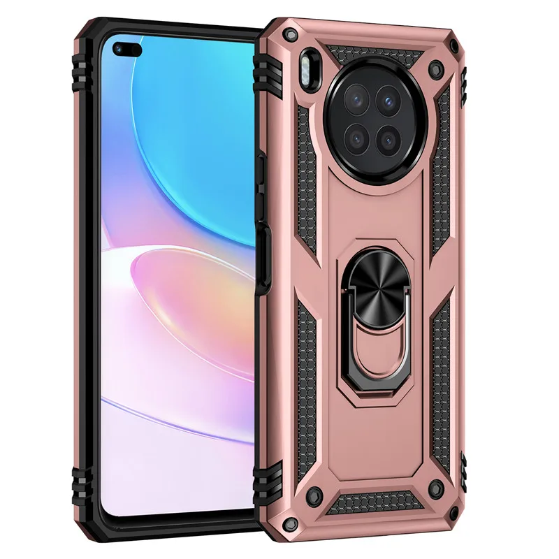 KEYSION Shockproof Armor Case for Honor 50 Lite 20 9A 9S PC+Silicone Ring Stand Phone Back Cover for Huawei Y7A Y9A Nova 8i Y60 waterproof cell phone pouch