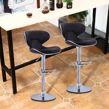 

2pcs/set Moon Bay Back Leisure Synthetic Leather Swivel Bar Stools Chairs Height Adjustable Pneumatic Pub Chair Living Room