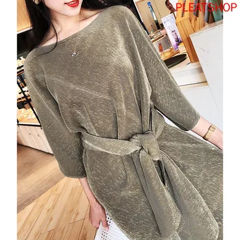 

Miyake Pleated Dress Debutante Fashion Dress Irregular Pleated Dresses 2020 Summer Vestidos Robe Shein