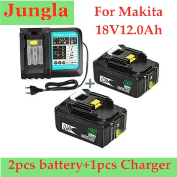 

Original 18V 12Ah Rechargeable Battery Li-Ion Battery Replacement Power Tool Battery for MAKITA BL1880 BL1860 BL1830+3A Charger