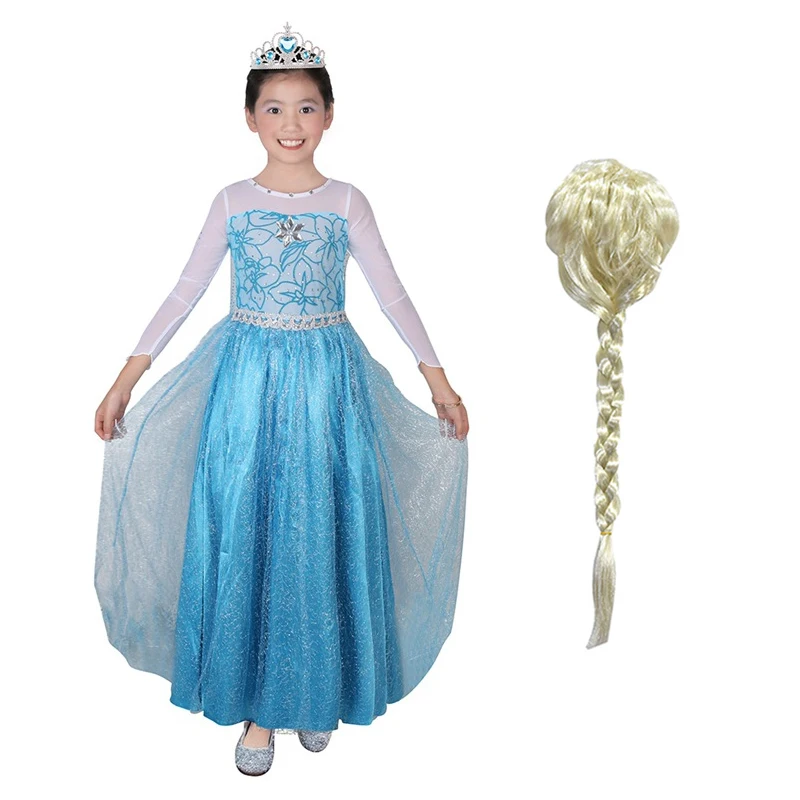Платье Анны для девочек; вечерние платья; детская одежда для девочек; костюм Эльзы; костюм королевы Эльзы; платья Эльзы; костюмы принцессы Эльзы - Цвет: 00381-wig