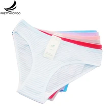 Prettywowgo 6 шт/лот Новое поступление Полосатое Нижнее белье женские удобные 6 цветов хлопковые трусы трусики M L XL 8630