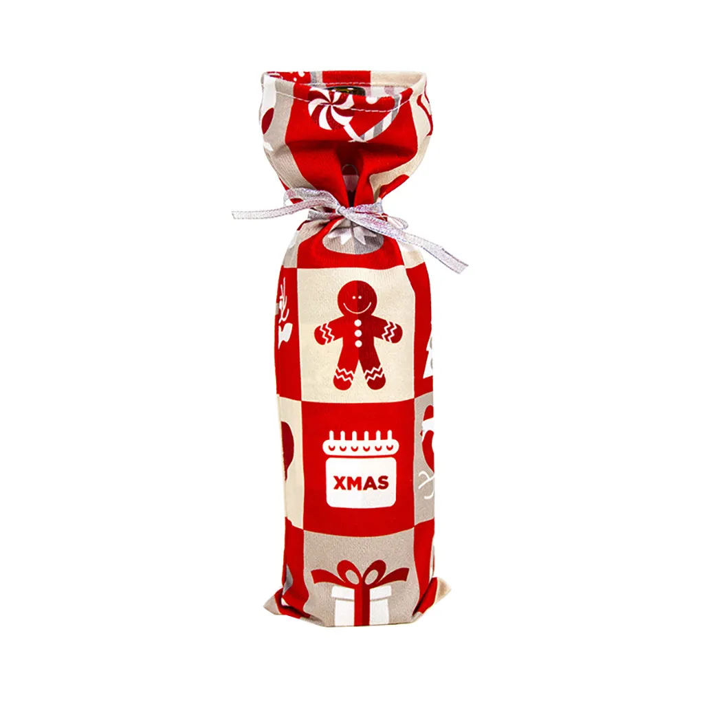 Крышка для бутылки с красным вином сумки украшения дома вечерние Санта Клаус Снеговик Рождество упаковка Рождество Счастливого Рождества украшения