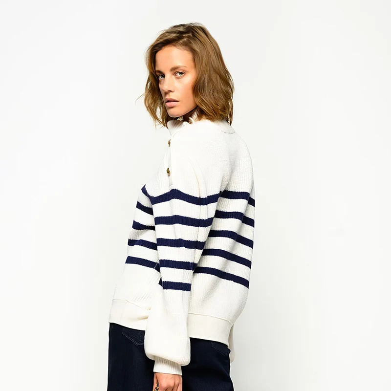 One Off Shoulder Striped Sweater Women Autumn