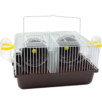 

Portable Hamster Isolation Cage Mouse House with Slide Disk Spinning Bottle Pet Cage For 2 Hamsters Meeting 28*21*17cm