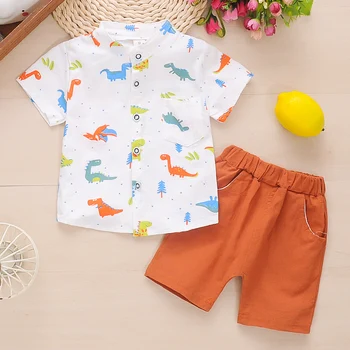 

Infant Baby Boys Summer Clothing Sets Kids Cartoon Shirt+Shorts 2pcs Toddler Outfits For Child School Clothes Suit