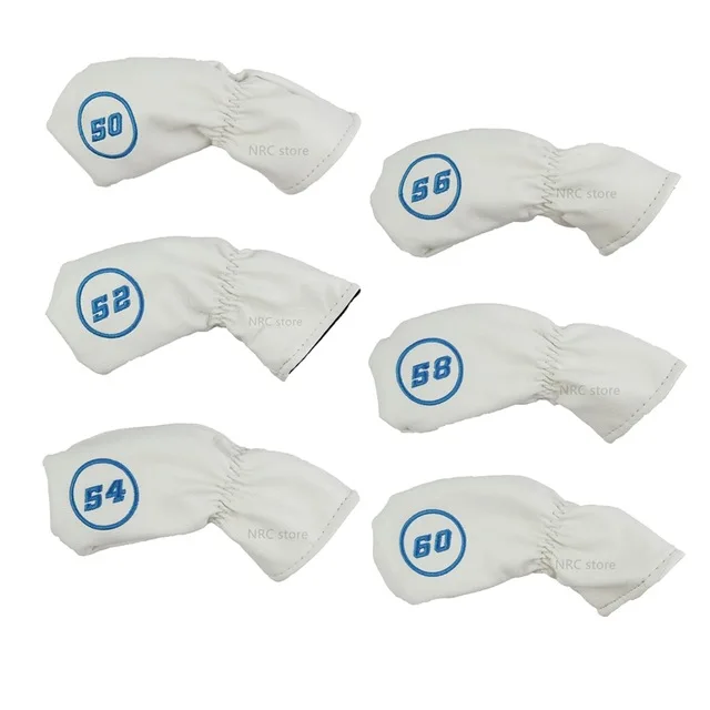 6pcs white NRC железные головные уборы для гольфа, изысканные полиуретановые толстые чехлы из искусственной кожи для клюшек для гольфа, железные головные уборы, аксессуары - Цвет: 6pcs white