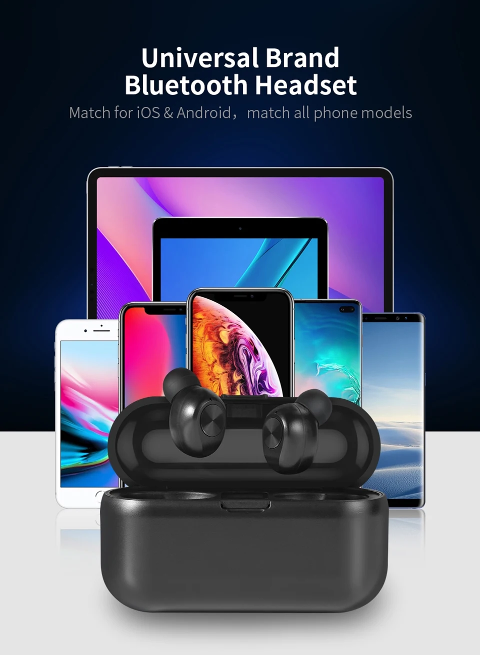 TWS 5,0 Bluetooth гарнитура 8D стерео Беспроводная гарнитура с 2000 мАч Мобильный мощный микрофон HD вызов наушники Поддержка iOS/Android