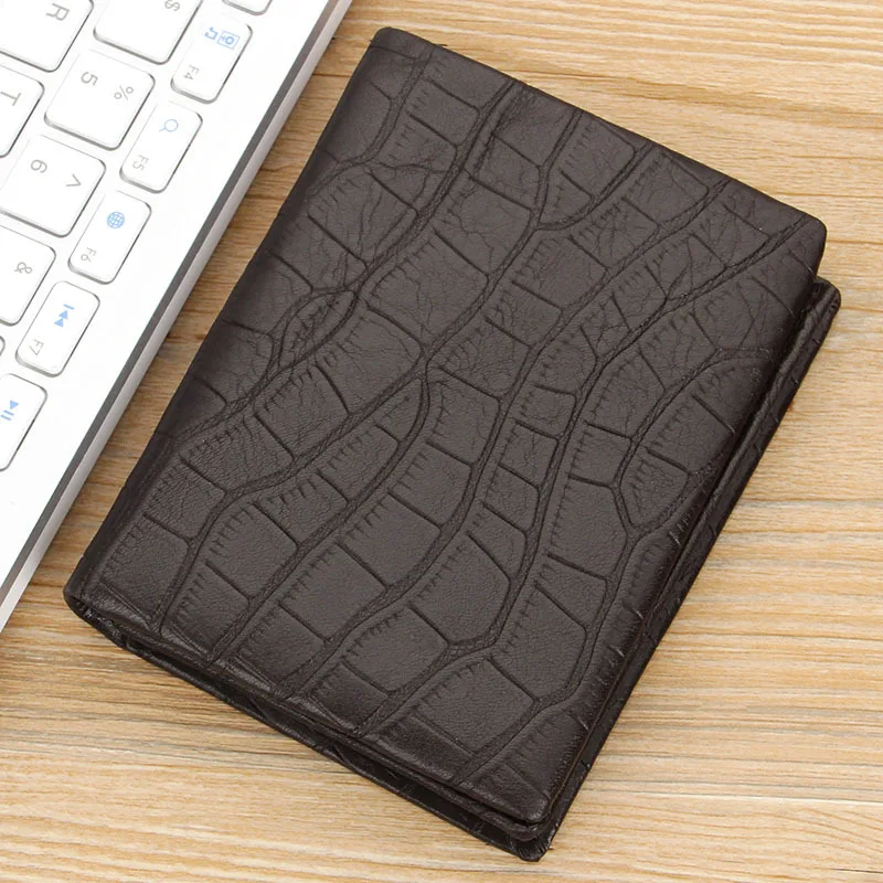 

Non-Standard Short Wallet Men's Genuine Leather Full-grain Leather Soft Wallet Crocodile Pattern Men Leather Wallet Boyfriend Bi