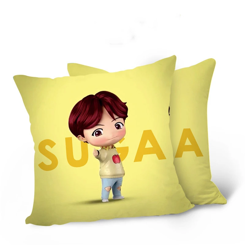 Bangtan boys чехол для подушки с мультяшным принтом Печать Подушка Чехол CottonThrow наволочка для подушки, декоративная диван автомобиля Подушка двухсторонняя подушка