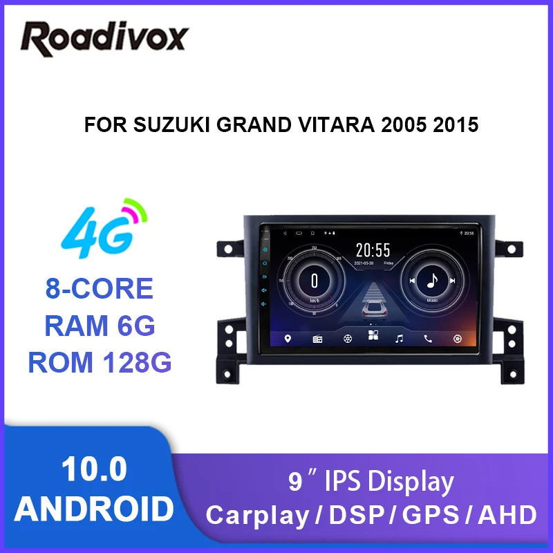 Автомагнитола 9 дюймов android 10 0 видеоплеер с gps для Suzuki Grand Vitara 3 2005 2013 2015