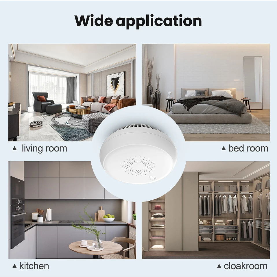 eWeLink Tuya Zigbee Smart Smoke Fire Sensor Detector Work with Tuya Hub Sonoff Zigbee Bridge Home Assistant via Zigbee2mqtt smoke alarm