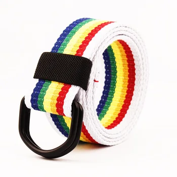 

Multi-color Waist Belt Canvas Waist Belts Teenager Double Ring D Buckle For Men Braided Stripe Waist Belts Jeans Pants Male Belt