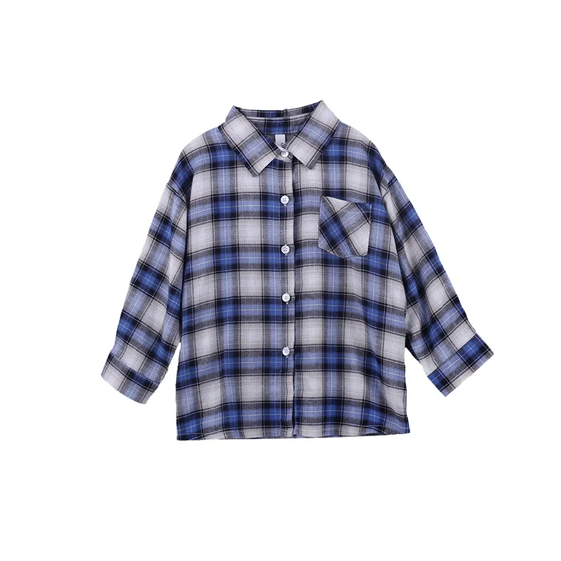 

DFXD 2020 Spring Autumn Casual Baby Girls Long Sleeve Blouses 100% Cotton Plaid Single-breasted Shirts For 2-7Yrs New Kids Tops