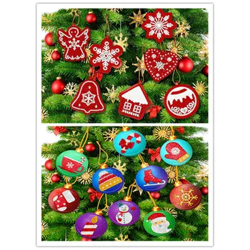 

10pcs 5d Diy Diamond Painting Christmas Tree Pendant Hanging Ornament Christmas Tree Decoration Sock Santa Balls Round Circle