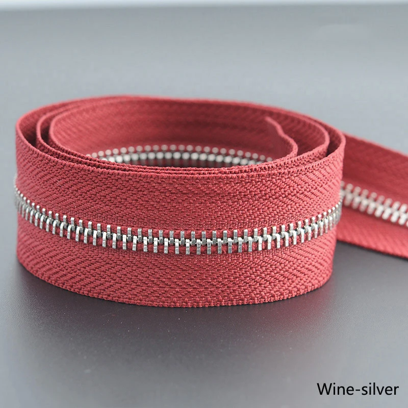 wine silver 1/3 ярд Meetee 5# Металлические молнии Открытый портной одежды сумки для дома швейные изделия для одежды пальто одежда молния ремонт аксессуар - Цвет: wine silver