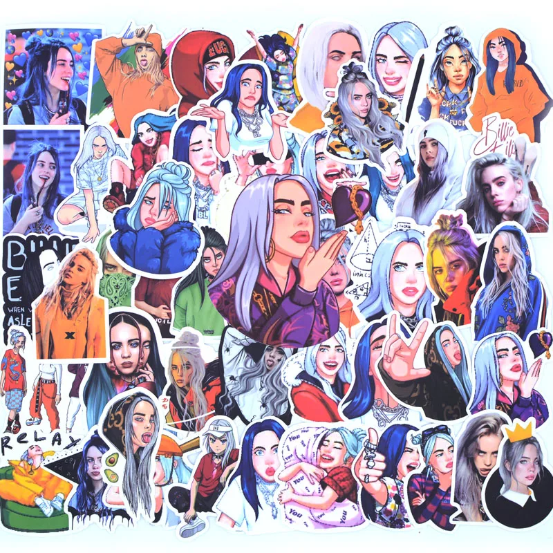 50 шт. Billie Eilish стикер s Pack водонепроницаемый для чемодана «сделай сам» ноутбук гитара скейтборд прекрасный певец стикер с рисунком из мультфильма - Цвет: 50pcs singer