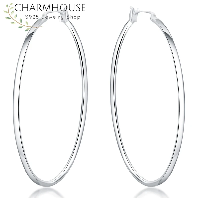 Charmhouse 925 пробы серебряные серьги для женщин круглый круг обруч сережки Brincos Femme Pendientes массивные ювелирные изделия