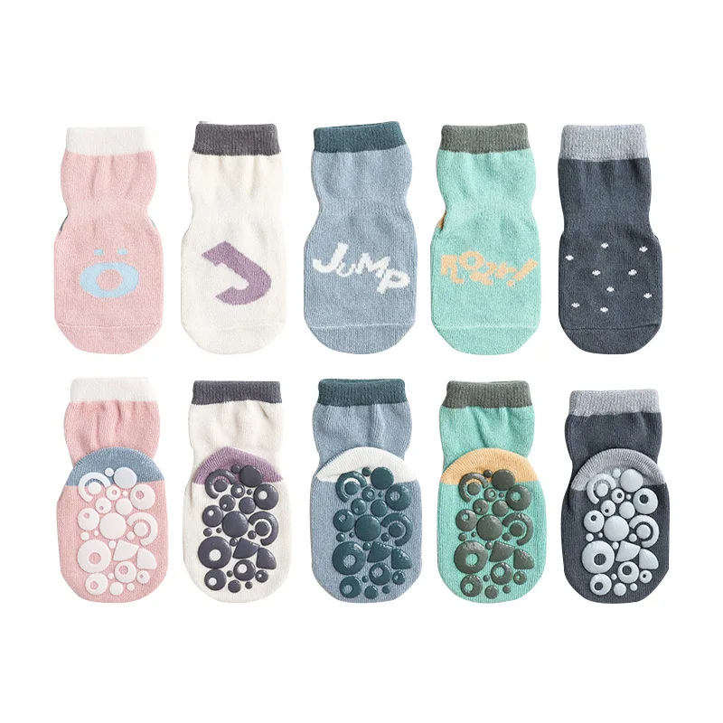 Baby Socks Rubber-Sole Non-Slip Cotton New Print Letter Soft for Boy Girl