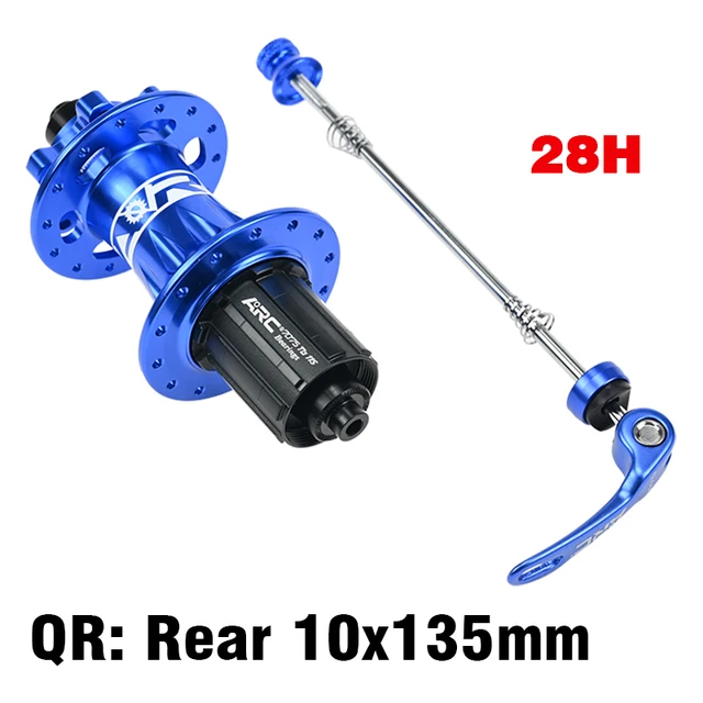 ARC Newest 28 Holes Mountain Bike Hub Disc Brake Aluminum Alloy Bicycle Hub 4 Pawls 48 Clicks Front Hub Rear Hub Warranty 1 Year 28H Rear QR