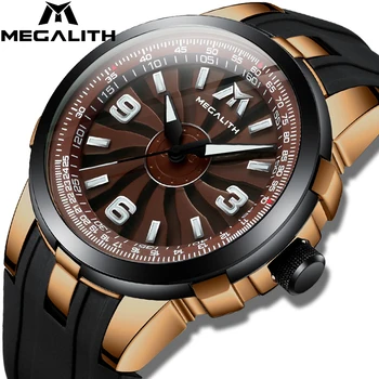 

MEGALITH Men's Sports Watches For Men Fashion Waterproof Quartz Wirst Watch Silicone Strap Relogio Masculino 2019 New Clock 8201