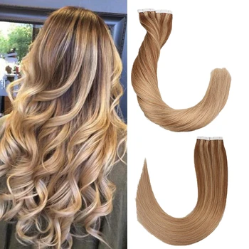 

Toysww Remy Tape In Human Hair Extensions Double Drawn Hair Straight 20 pcs 40pcs On Adhesives Seamless Hair Extensions