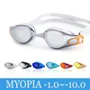 Gafas de natación para miopía, lentes de natación para adultos, antiniebla, electrochapado, para piscina, dioptrías ► Foto 1/6