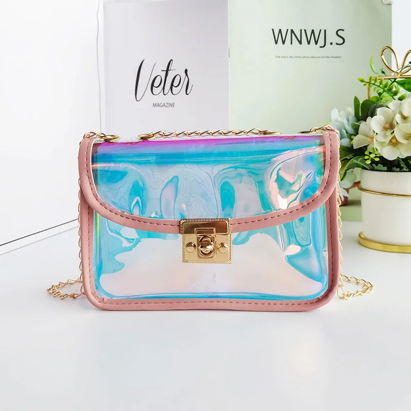 Mini Women Laser Crossbody Bag Messenger Shoulder Bag PVC Jelly Small Tote Messenger Candy Colors Bags Laser Holographic bolso 