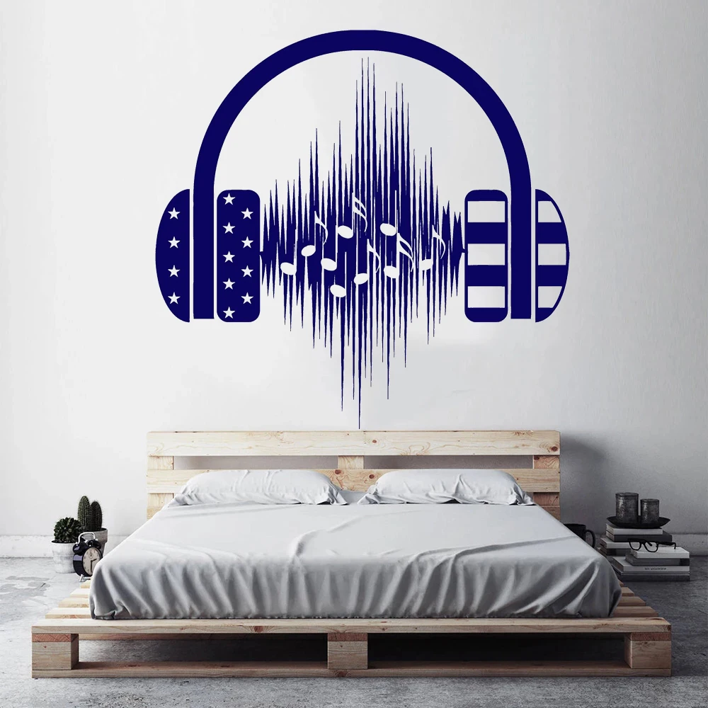 

Headphones Music Wall Stickers Window Decals Removable Vinyl Livingroom Home Sofa Background Decor Waterproof Poster DW21893