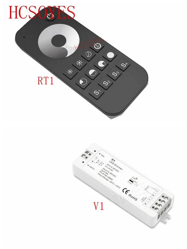 Беспроводной сенсорный светодиодный регулятор яркости V1 + RT1 2 4G радиочастотный контроллер для одноцветной
